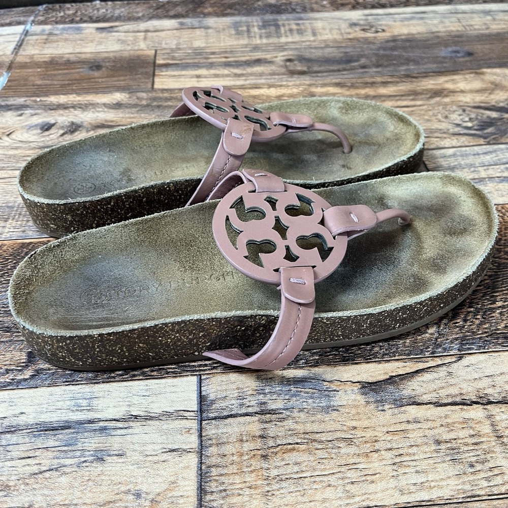 Tory Burch Miller Cloud Sandals Women Size 7.5 US Pink Leather Flip Flop - Picture 5 of 6